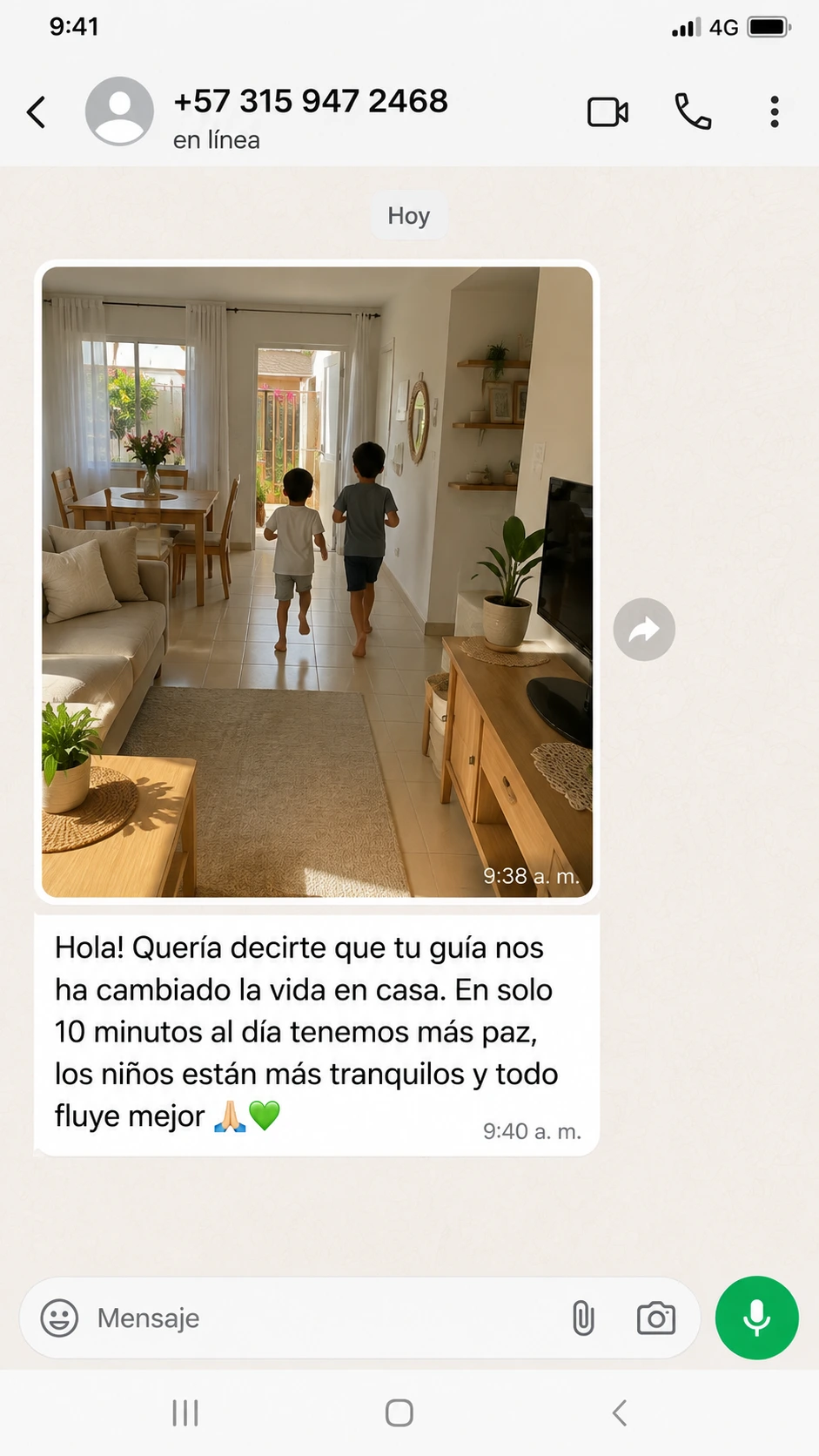 Testimonio de WhatsApp: en casa tenemos más paz en solo 10 minutos al día